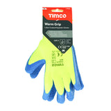 This is an image of Timco - Warm Grip Gloves - Crinkle Latex Coated Polyester Medium (1 Pairs Backing Card) 770826
