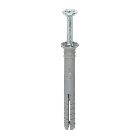 This is an image of Timco - Nylon Hammer Fixing - PZ - Zinc 8.0 x 60mm - (100 PCS Box) 80060HF