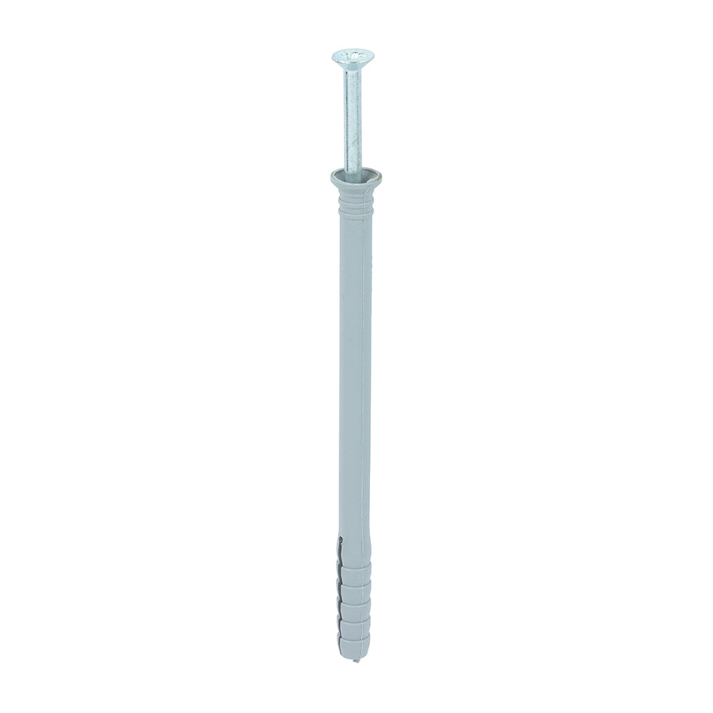 This is an image of Timco - Nylon Hammer Fixing - PZ - Zinc 8.0 x 120mm - (100 PCS Box) 80120HF