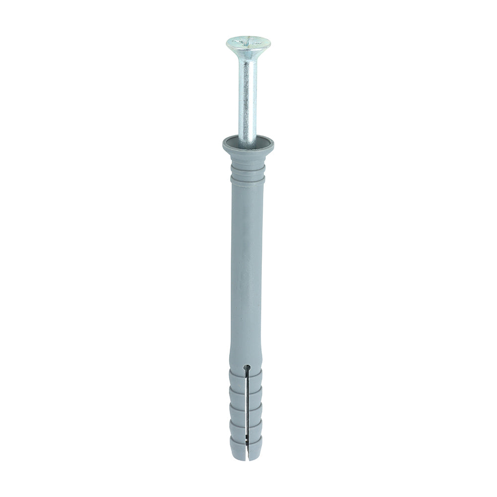 This is an image of Timco - Nylon Hammer Fixing - PZ - Zinc 8.0 x 140mm - (100 PCS Box) 80140HF