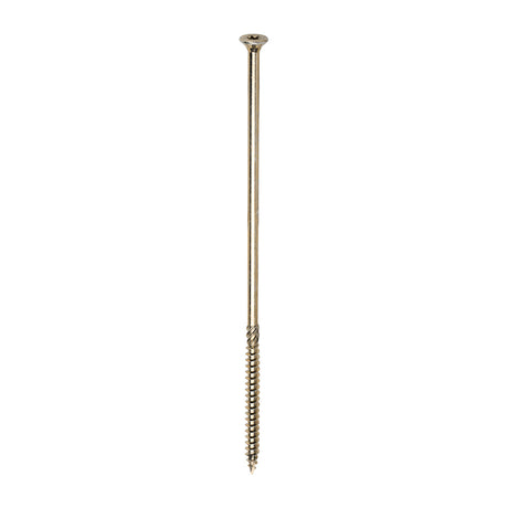 This is an image of Timco - C2 Clamp-Fix Screws - TX - Double Countersunk with Ribs - Twin-Cut - Yellow 8.0 x 250mm - (50 PCS Box) 80250C2C