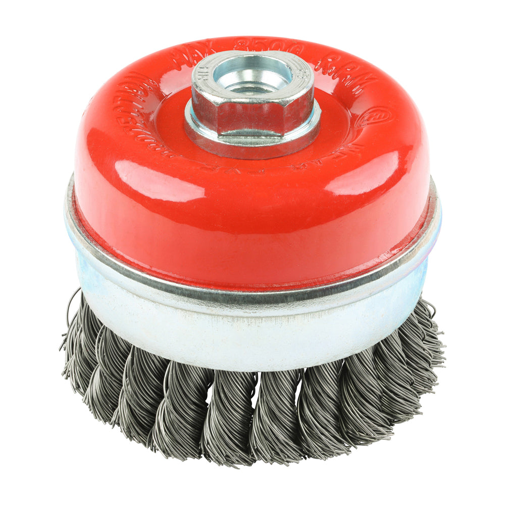 This is an image of Timco - Angle Grinder Cup Brush - Twisted Knot Steel Wire 80mm (1 Each Box) 80TCT