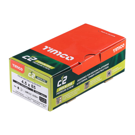 This is an image of Timco - C2 Deck-Fix Screws - TX - Countersunk with Ribs - Twin-Cut - Green 4.5 x 85 mm - (250 PCS Box) 85C2D250BX