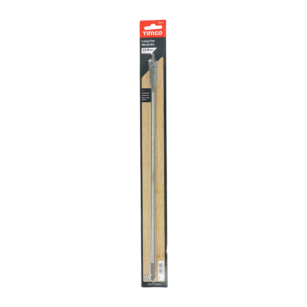 This is an image of Timco - Long Flat Wood Bit 14.0 x 400 (1 Each Blister Pack) 932276