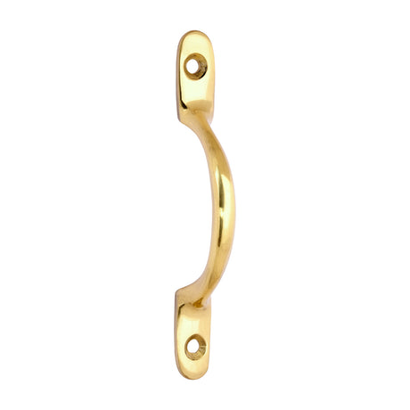 This is an image of Timco - Traditional Pattern Sash Pull Handle - Polished Brass 100mm (1 Each Bag) 949014