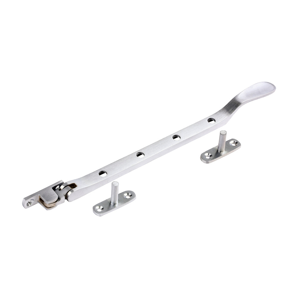 This is an image of Timco - Victorian Pattern Casement Stay - Satin Chrome 240mm (1 Each TIMpac) 949065P