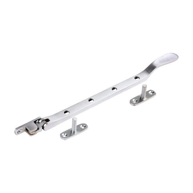 This is an image of Timco - Victorian Pattern Casement Stay - Satin Chrome 240mm (1 Each TIMpac) 949065P