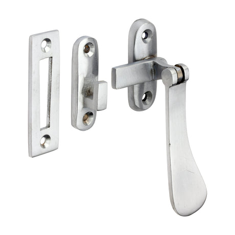 This is an image of Timco - Hook & Mortice Plate Casement Fastener - Satin Chrome 54 x 19 (1 Each Bag) 949353