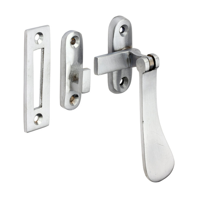 This is an image of Timco - Hook & Mortice Plate Casement Fastener - Satin Chrome 54 x 19 (1 Each Bag) 949353