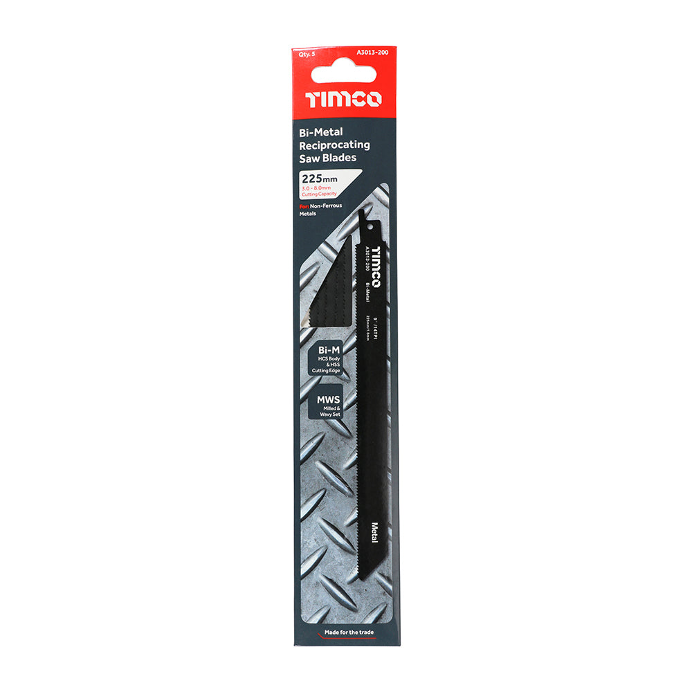 This is an image of Timco - Reciprocating Saw Blades - Metal Cutting - Bi-Metal - S1122BF S1122BF (5 Pieces Pack) A3013-200