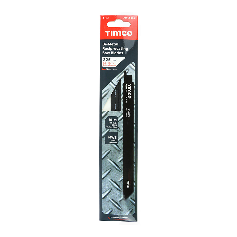 This is an image of Timco - Reciprocating Saw Blades - Metal Cutting - Bi-Metal - S1122EF S1122EF (5 Pieces Pack) A3014-200
