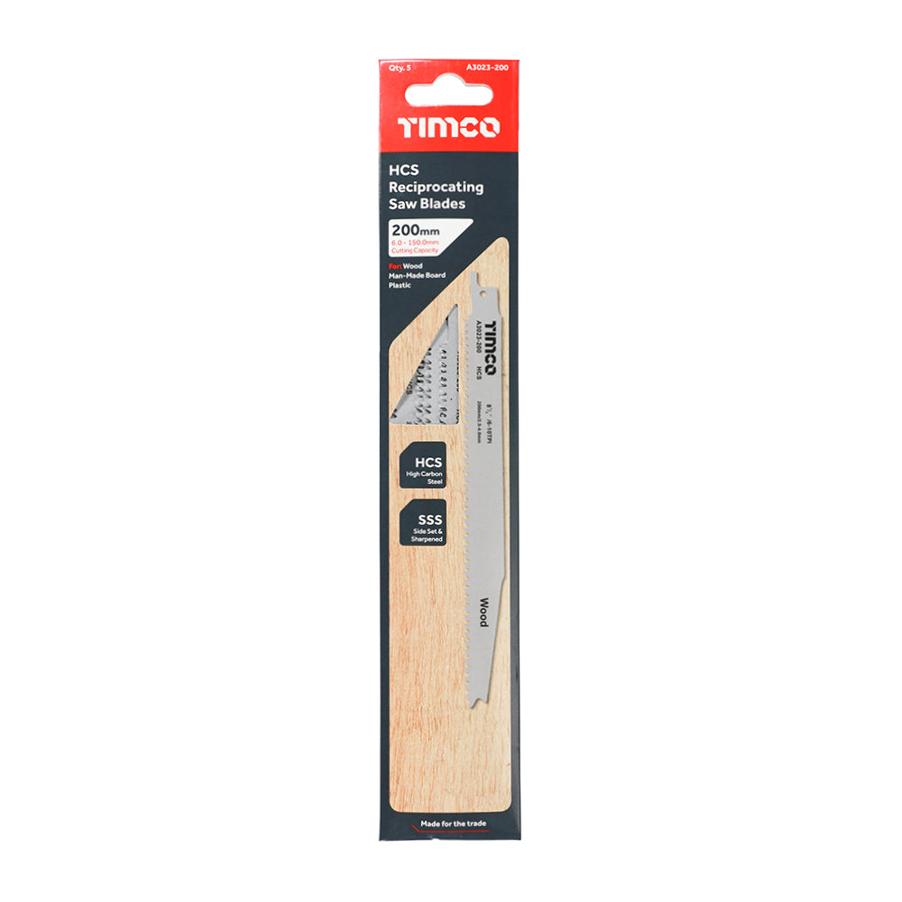 This is an image of Timco - Reciprocating Saw Blades - Wood Cutting - High Carbon Steel - S2345X S2345X (5 Pieces Pack) A3023-200