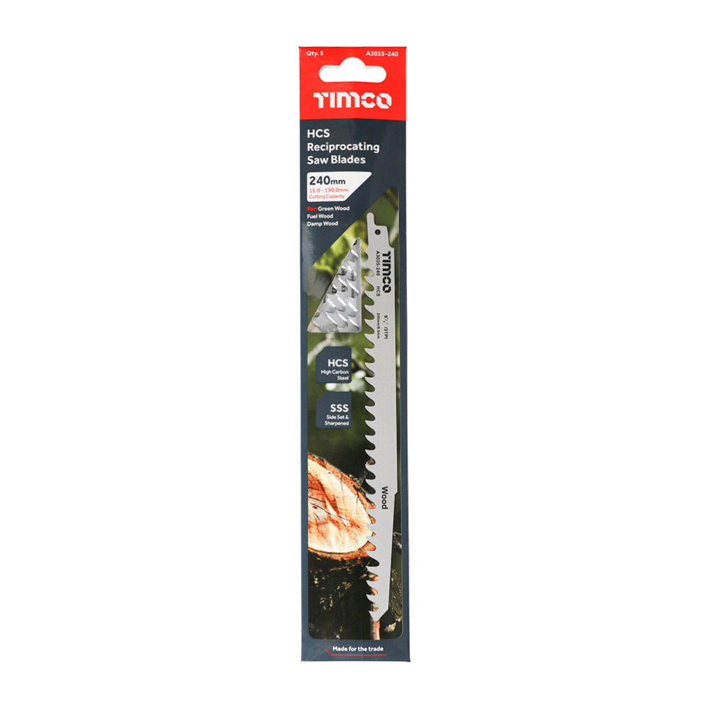 This is an image of Timco - Reciprocating Saw Blades - Wood Cutting - High Carbon Steel - S1542K S1542K (5 Pieces Pack) A3035-240