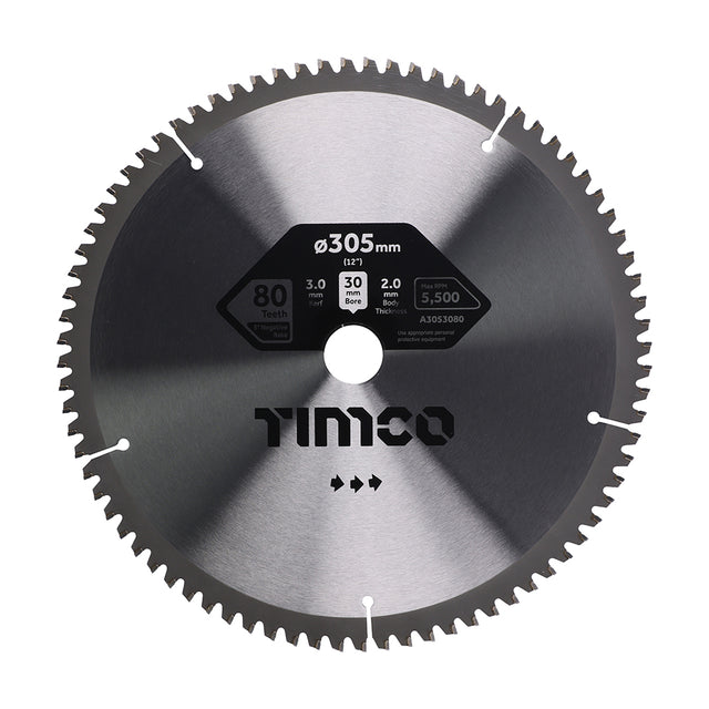 This is an image of Timco - -5Ã‚Â° Circular Saw Blade 305 x 30 x 80T (1 Each Clamshell) A3053080