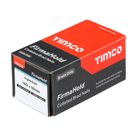This is an image of Timco - FirmaHold Collated Brad Nails - 16 Gauge - Angled - Galvanised 16g x 50mm (2000 PCS Box) ABG1650
