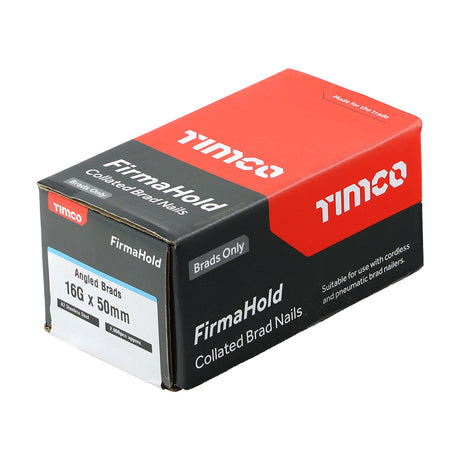 This is an image of Timco - FirmaHold Collated Brad Nails - 16 Gauge - Angled - A2 Stainless Steel 16g x 50mm (2000 PCS Box) ABSS1650
