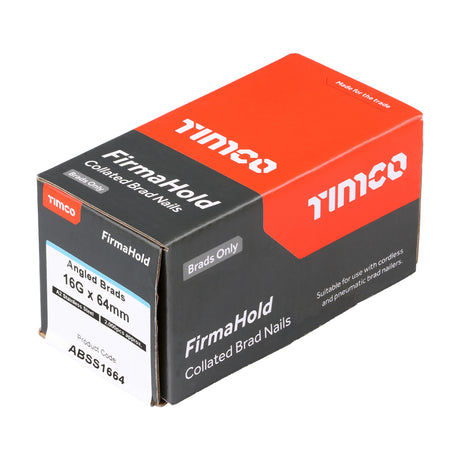 This is an image of Timco - FirmaHold Collated Brad Nails - 16 Gauge - Angled - A2 Stainless Steel 16g x 64mm (2000 PCS Box) ABSS1664
