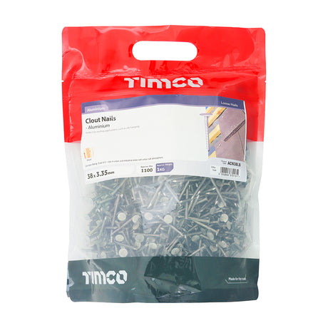 This is an image of Timco - Clout Nails - Aluminium 38 x 3.35mm (1 Kg TIMbag) ACN38LB