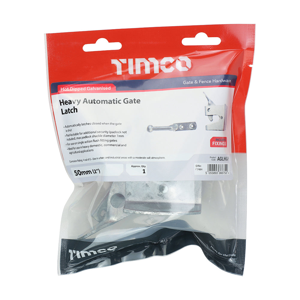 This is an image of Timco - Automatic Gate Latch - Heavy Duty - Hot Dipped Galvanised 2" (1 Each TIMbag) AGLHGP