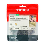 This is an image of Timco - Annular Ringshank Nails - Bright 25 x 2.00mm (0.5 Kg TIMbag) BAR25MB