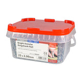 This is an image of Timco - Annular Ringshank Nails - Bright 25 x 2.00mm (2.5 Kg TIMtub) BAR25T