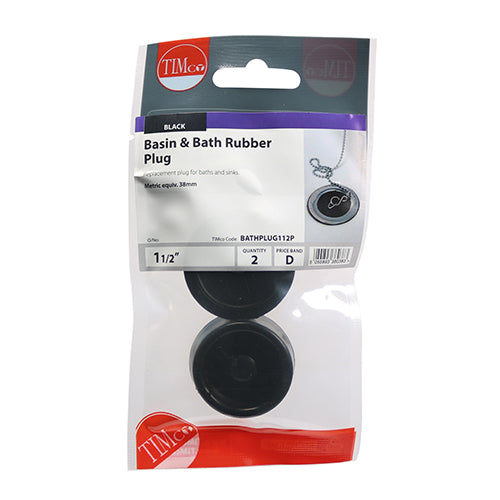 This is an image of Timco - Bath & Sink Plugs 1 1/2" - (2 PCS TIMpac) BATHPLUG112P