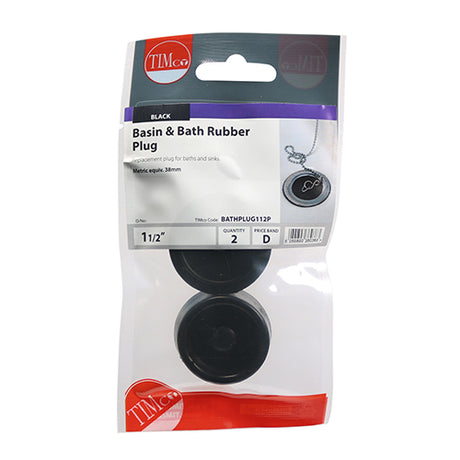This is an image of Timco - Bath & Sink Plugs 1 1/2" - (2 PCS TIMpac) BATHPLUG112P