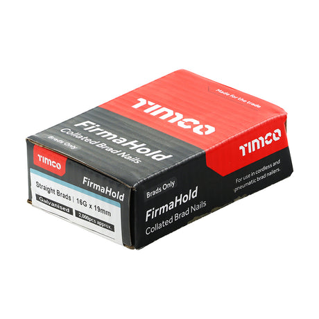 This is an image of Timco - FirmaHold Collated Brad Nails - 16 Gauge - Straight - Galvanised 16g x 19mm (2000 PCS Box) BG1619