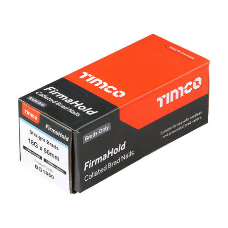 This is an image of Timco - FirmaHold Collated Brad Nails - 18 Gauge - Straight - Galvanised 18g x 50mm (5000 PCS Box) BG1850