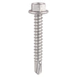 This is an image of Timco - Metal Construction Light Section Screws - Hex - Self-Drilling - Bi-Metal - Exterior - Silver Organic 5.5 x 100mm - (100 PCS Box) BML100