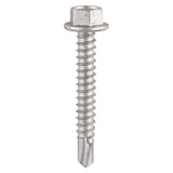 This is an image of Timco - Metal Construction Light Section Screws - Hex - Self-Drilling - Bi-Metal - Exterior - Silver Organic 5.5 x 70mm - (100 PCS Box) BML70