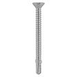 This is an image of Timco - Metal Construction Timber to Light Section Screws - Countersunk - Wing-Tip - Self-Drilling - Bi-Metal - Exterior - Silver Organic 4.8 x 38mm - (200 PCS Box) BMLW38