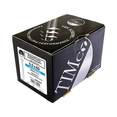 This is an image of Timco - Metal Construction Timber to Light Section Screws - Countersunk - Wing-Tip - Self-Drilling - Bi-Metal - Exterior - Silver Organic 5.5 x 65mm - (200 PCS Box) BMLW65
