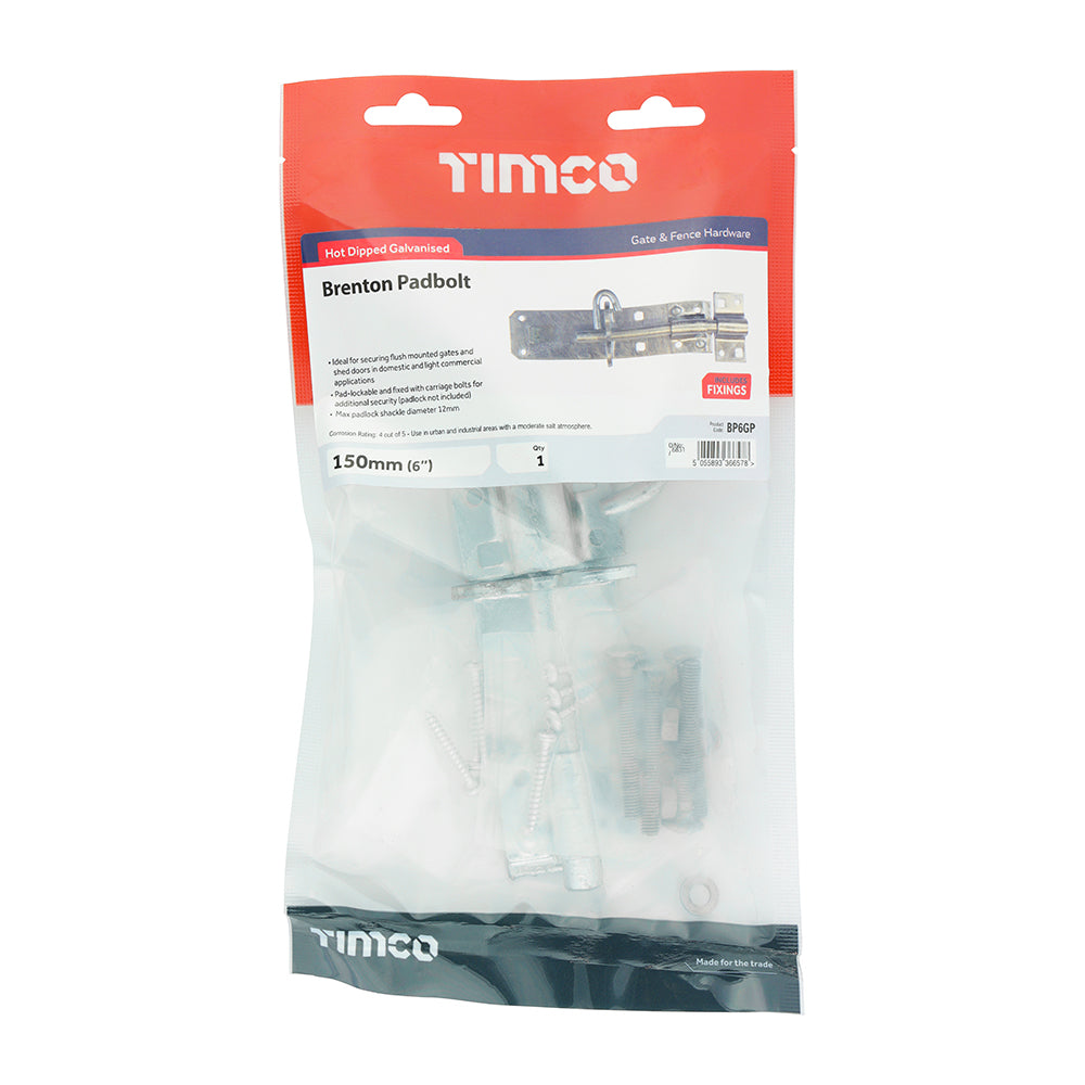 This is an image of Timco - Brenton Padbolt - Hot Dipped Galvanised 6" (1 Each TIMbag) BP6GP