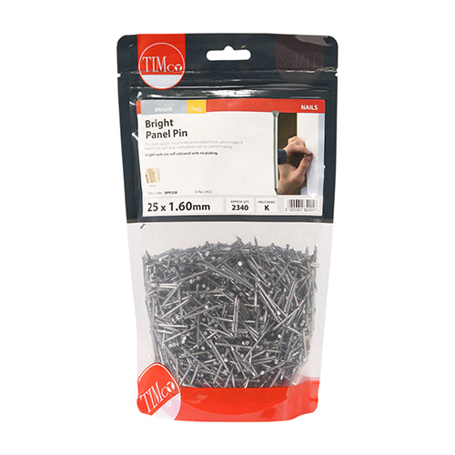 This is an image of Timco - Panel Pins - Bright 25 x 1.60mm (1 Kg TIMbag) BPP25B