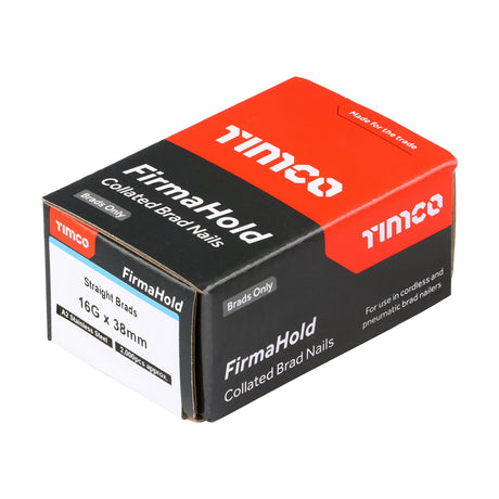 This is an image of Timco - FirmaHold Collated Brad Nails - 16 Gauge - Straight - A2 Stainless Steel 16g x 38mm (2000 PCS Box) BSS1638
