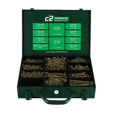 This is an image of Timco - C2 Strong-Fix Screws Trade Case - PZ - Double Countersunk - Yellow - (1798 PCS Case) C2SC