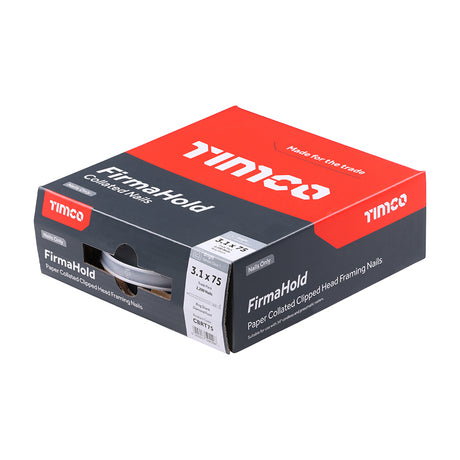 This is an image of Timco - FirmaHold Collated Clipped Head Nails - Trade Pack - Ring Shank - Bright 3.1 x 75mm (2200 PCS Box) CBRT75