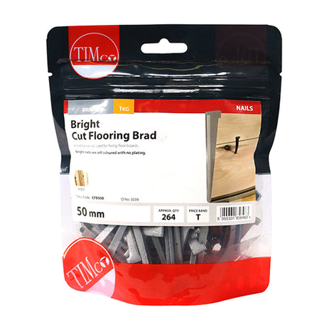 This is an image of Timco - Cut Flooring Brads - Bright 50mm (1 Kg TIMbag) CFB50B