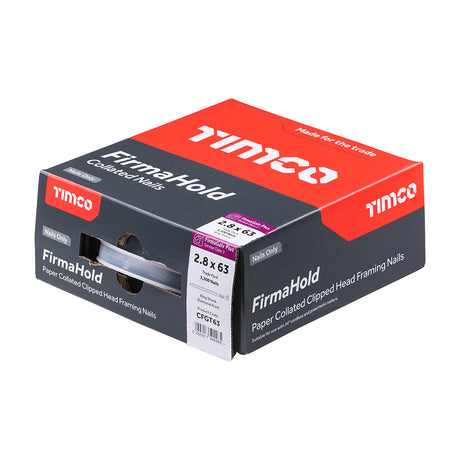 This is an image of Timco - FirmaHold Collated Clipped Head Nails - Trade Pack - Ring Shank - FirmaGalv 2.8 x 63mm (3300 PCS Box) CFGT63