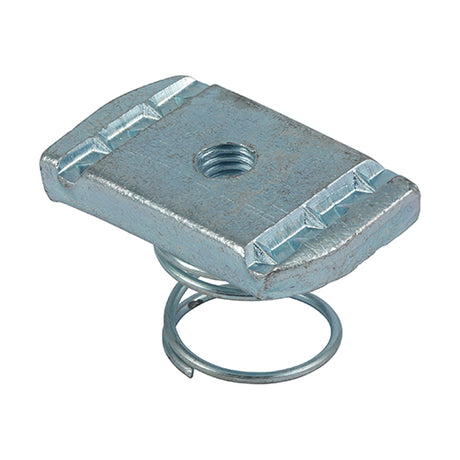 This is an image of Timco - Channel Nuts Short Spring - Zinc M6 - (100 PCS Box) CNSH6Z