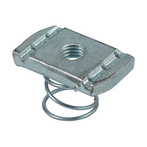 This is an image of Timco - Channel Nuts Short Spring - Zinc M8 - (100 PCS Box) CNSH8Z