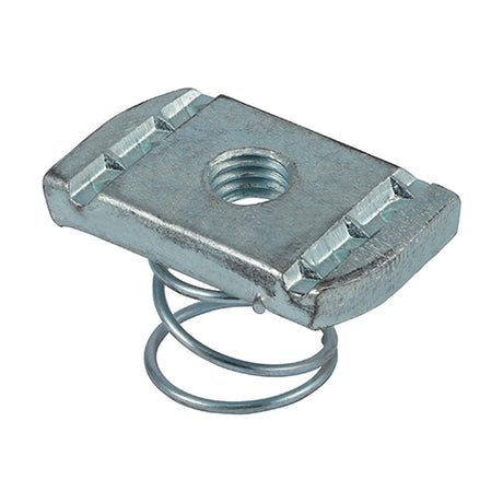 This is an image of Timco - Channel Nuts Short Spring - Zinc M8 - (100 PCS Box) CNSH8Z