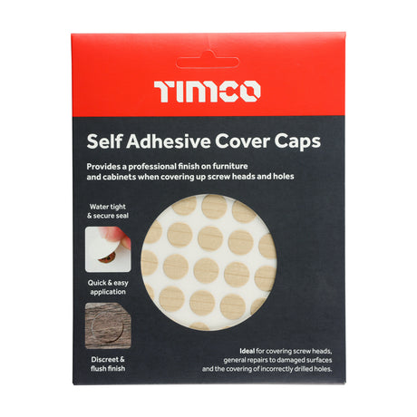 This is an image of Timco - Self-Adhesive Cover Caps - Maple 13mm - (112 PCS Pack) COVERMA13