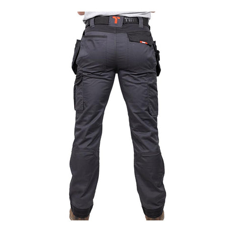 This is an image of Timco - Craftsman Trousers - Grey/Black W32 L32 (1 Each Bag) CTGBK3232
