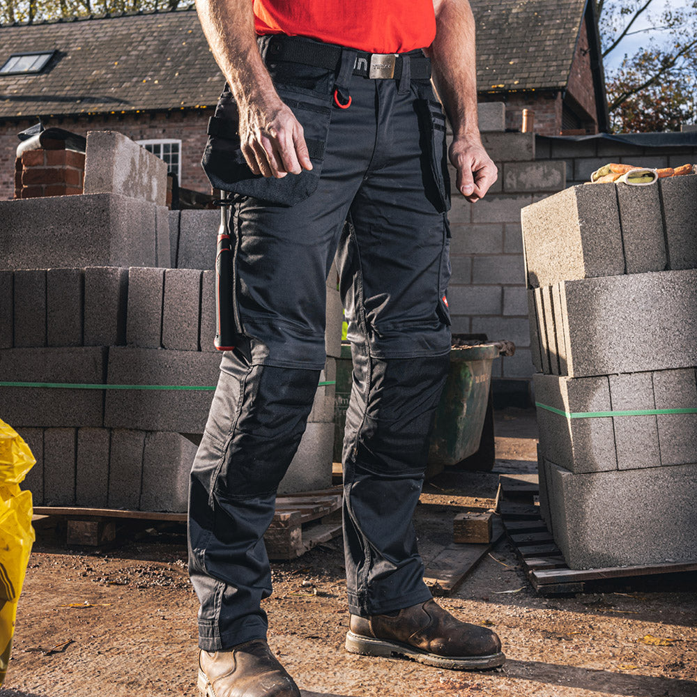 This is an image of Timco - Craftsman Trousers - Grey/Black W32 L32 (1 Each Bag) CTGBK3232