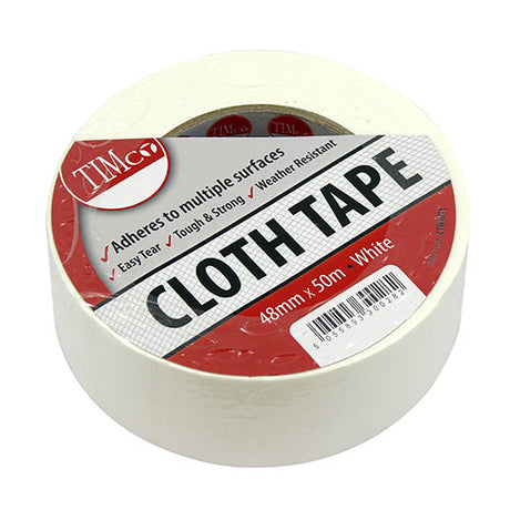 This is an image of Timco - Cloth Tape - White 50m x 48mm (1 Each Roll) PCSCTWHITE