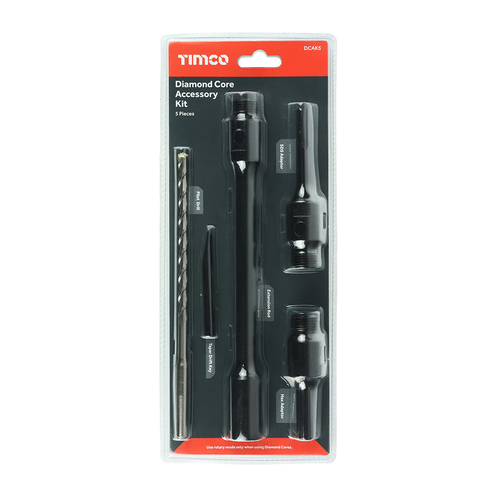 This is an image of Timco - Dry Diamond Core Accessory Kit 5pcs (5 Pieces Blister Pack) DCAK5