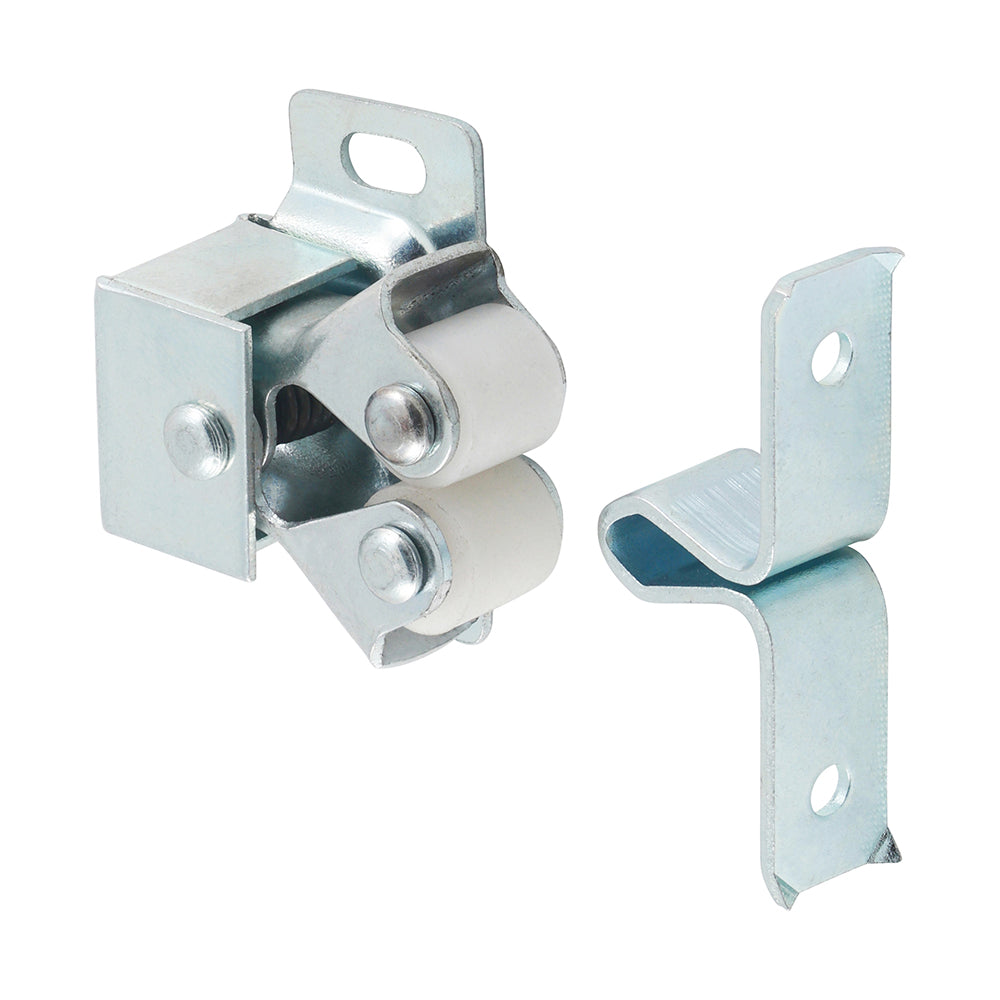 This is an image of Timco - Double Roller Catches - Zinc 28 x 32 x 1mm - (2 PCS TIMpac) DRP