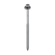 This is an image of Timco - Metal Construction Thin Sheet Metal to Timber Screws - Hex - EPDM Washer - Slash Point - Exterior - Silver Organic 6.3 x 125mm - (100 PCS Box) DS125W16B